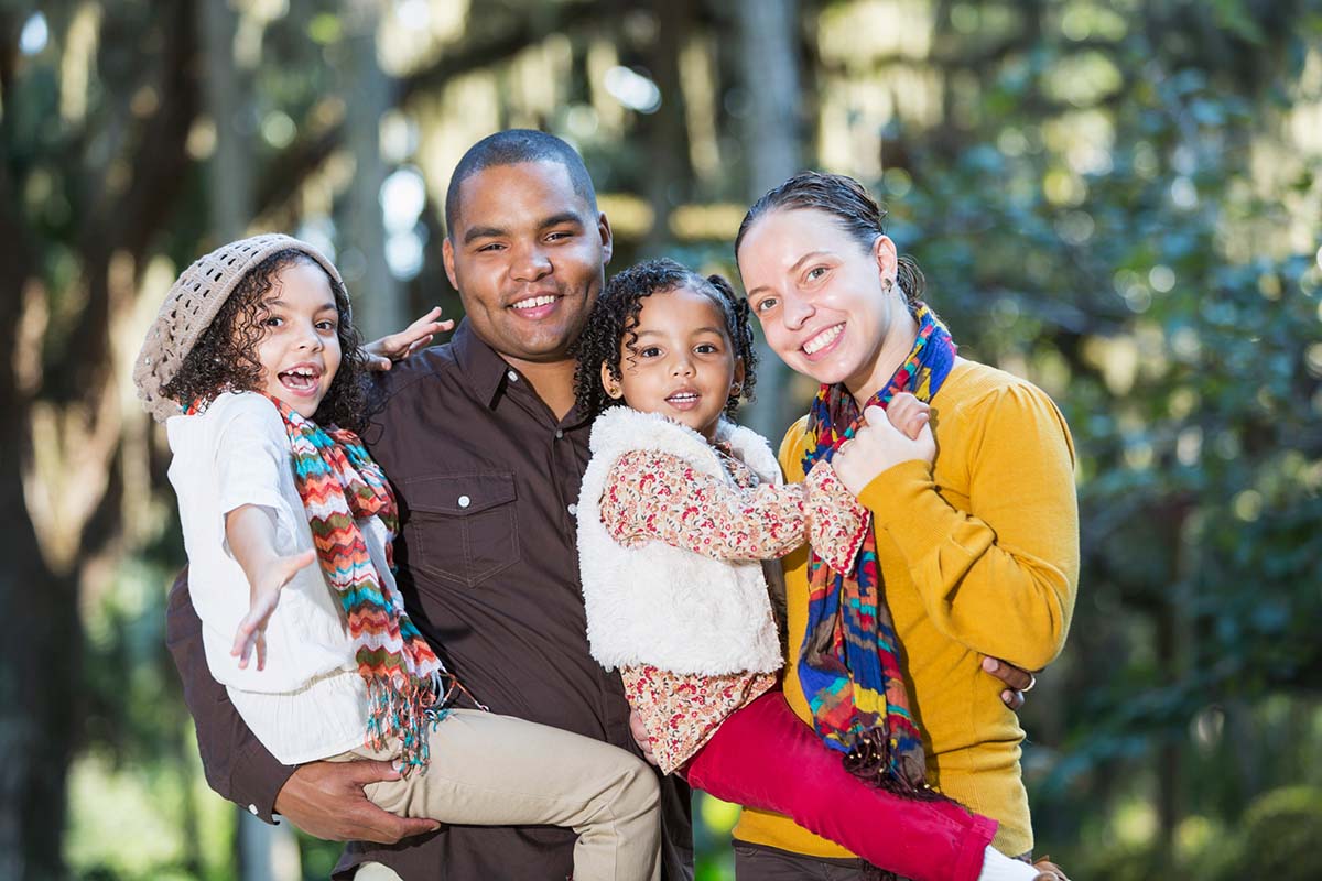 Happy family with two girls